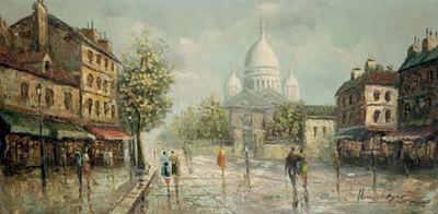 unknow artist Henri Royer Montmartre sous la pluie oil painting image